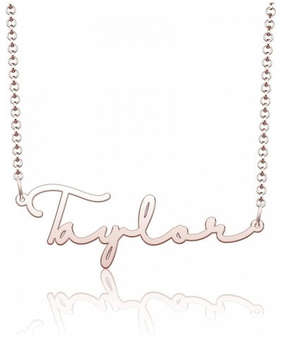 Name Necklace Personalized Gold Custom Name Plate Necklace Sterling Silver Taylor-Rose Gold $19.37 Necklaces