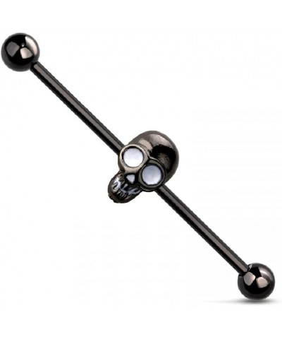 14GA Simple Skull Head 316L Surgical Stainless Steel Industrial Cartilage Barbell Black $9.03 Body Jewelry