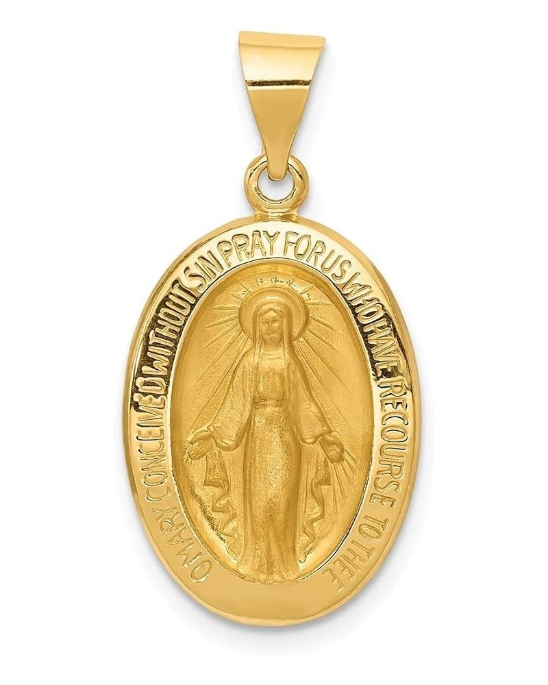 14k Yellow Gold Polished and Satin Miraculous Medal Pendant Fine Jewelry for Women (L- 27.5 mm W- 14 mm) $111.13 Pendants