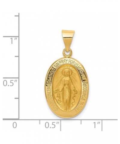 14k Yellow Gold Polished and Satin Miraculous Medal Pendant Fine Jewelry for Women (L- 27.5 mm W- 14 mm) $111.13 Pendants