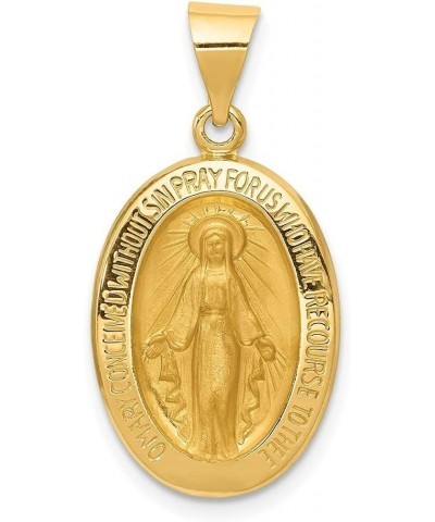 14k Yellow Gold Polished and Satin Miraculous Medal Pendant Fine Jewelry for Women (L- 27.5 mm W- 14 mm) $111.13 Pendants