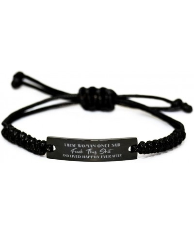 Black Stainless Steel Handmade Bracelets Adjustable Cord Inspirational, Mom A WISE WOMAN ONCE SAID Fuck This Shit AND LIVED H...