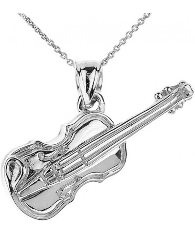 925 Sterling Silver Music Charm Violin Pendant Necklace 20.0 Inches $26.09 Necklaces