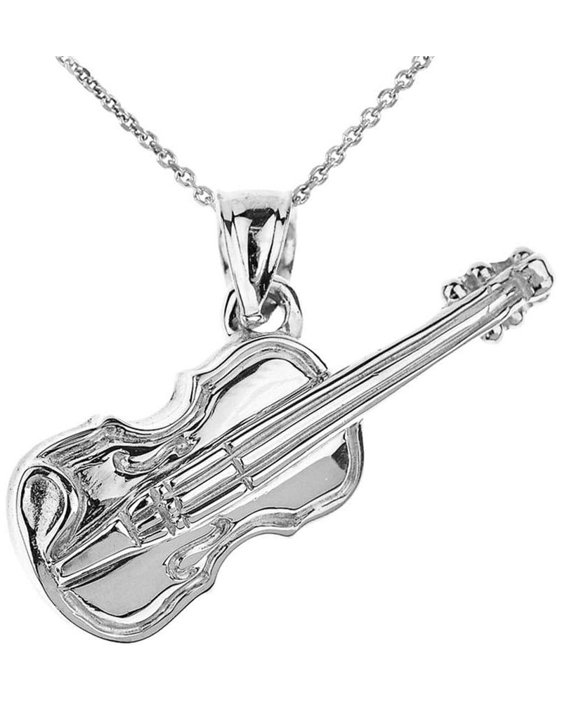 925 Sterling Silver Music Charm Violin Pendant Necklace 20.0 Inches $26.09 Necklaces