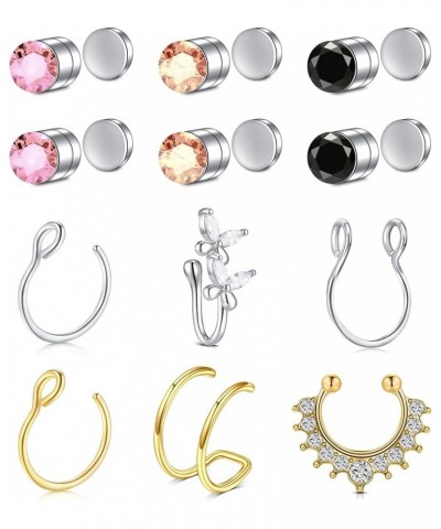 Fake Nose Ring Fake Septum Fake Nose Studs Nose Cuffs Clip On Lip Ear Hoop Non Pierced Jewelry for Women Men 2-7 $10.79 Body ...