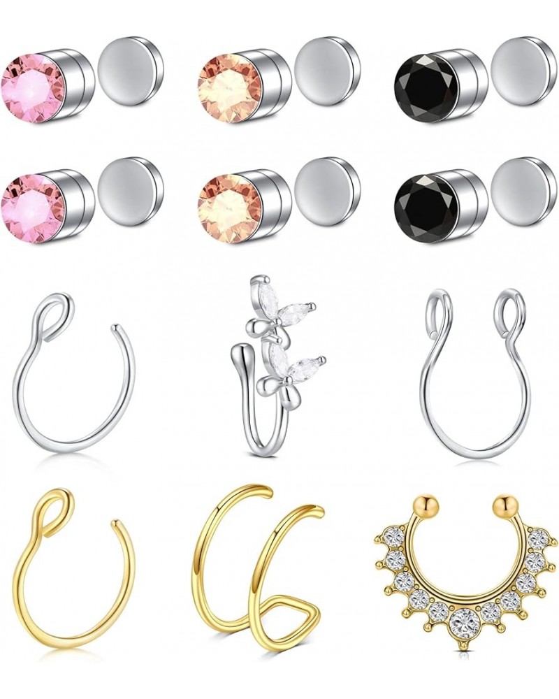 Fake Nose Ring Fake Septum Fake Nose Studs Nose Cuffs Clip On Lip Ear Hoop Non Pierced Jewelry for Women Men 2-7 $10.79 Body ...