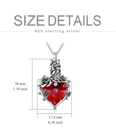 Rose Cremation Jewelry for Ashes Urn Necklace with Heart Crystal Rose Flower 925 Sterling Silver Ashes Pendant Necklaces for ...