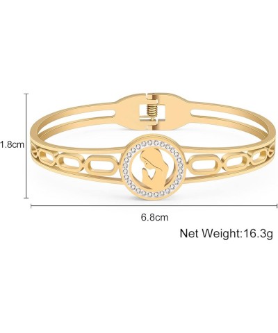 Stainless Steel 18k Gold Silver Plated Bangle Cuff Bracelet Crystal Accents Animals Jewelry Gifts for Women Girls Gold-016 $1...