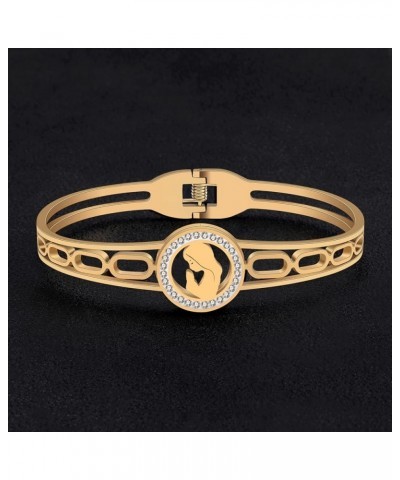 Stainless Steel 18k Gold Silver Plated Bangle Cuff Bracelet Crystal Accents Animals Jewelry Gifts for Women Girls Gold-016 $1...