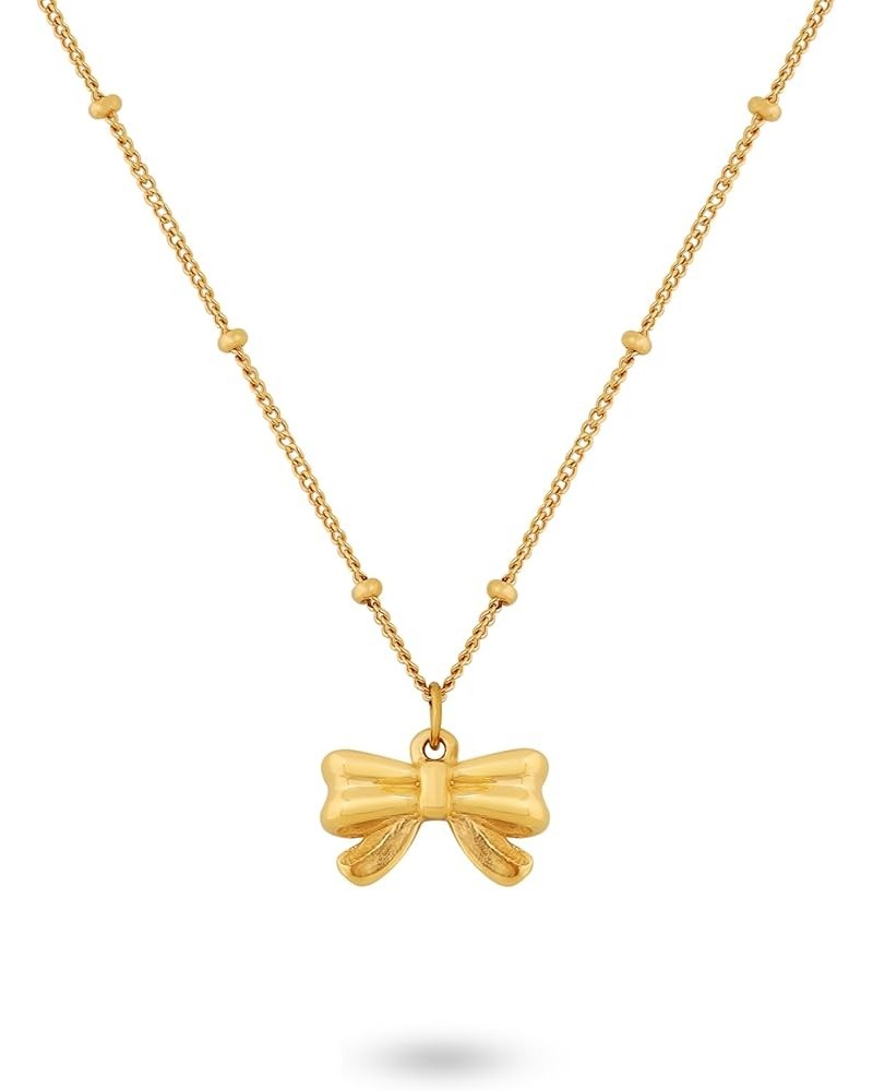 Dainty Simple Gold Plated Bow Pendant Necklaces for Women 3 $8.25 Necklaces