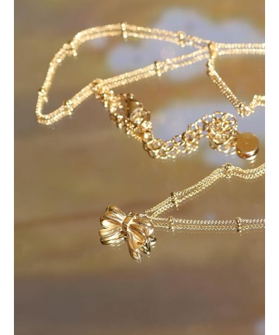 Dainty Simple Gold Plated Bow Pendant Necklaces for Women 3 $8.25 Necklaces