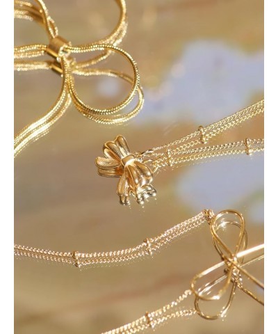 Dainty Simple Gold Plated Bow Pendant Necklaces for Women 3 $8.25 Necklaces