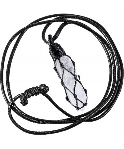 Hexagonal Stone Pendant for Women and Men, Hand Braided Wrapped Healing Crystal Pointed Necklace 4-White/Rock Quartz $12.59 N...