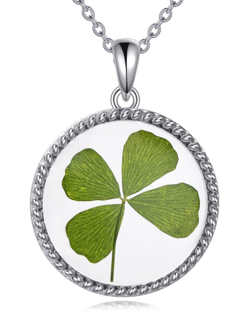 Clover Necklace 925 Sterling Silver Four Leaf Clover Necklace Lucky Clover Jewelry 4 Leaf Clover Pendant for Women Girls Gift...