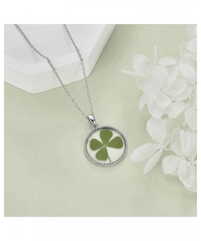 Clover Necklace 925 Sterling Silver Four Leaf Clover Necklace Lucky Clover Jewelry 4 Leaf Clover Pendant for Women Girls Gift...