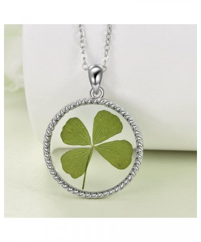 Clover Necklace 925 Sterling Silver Four Leaf Clover Necklace Lucky Clover Jewelry 4 Leaf Clover Pendant for Women Girls Gift...