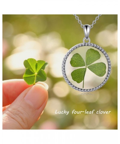 Clover Necklace 925 Sterling Silver Four Leaf Clover Necklace Lucky Clover Jewelry 4 Leaf Clover Pendant for Women Girls Gift...