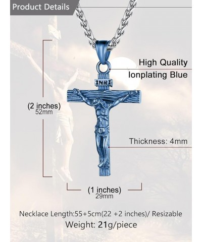 Men Crucifix Cross Pendant with Chain Baptism Christian Jewelry Stainless Steel/18K Gold Antique Jesus Necklace, Gift Packed,...