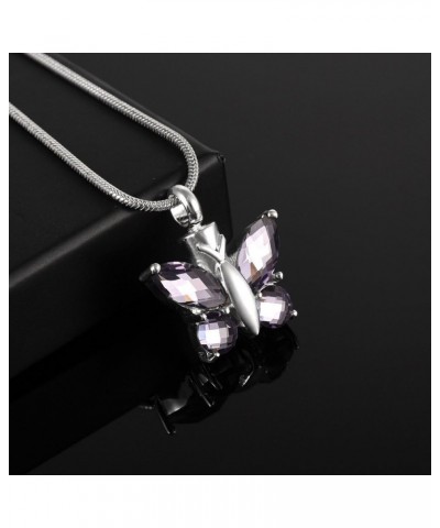 Silver Plated Crystal Butterfly Cremation Urn Necklace Hold Pet Ashes Keepsake Memorial Jewelry Purple $21.34 Necklaces