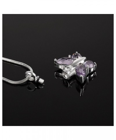 Silver Plated Crystal Butterfly Cremation Urn Necklace Hold Pet Ashes Keepsake Memorial Jewelry Purple $21.34 Necklaces