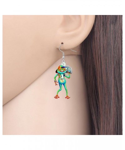 Acrylic Novelty Green Frog Earrings Dangle Funny Design Jewelry Cute Animals Gifts for Women Girls Charms Accessories Rock Fr...