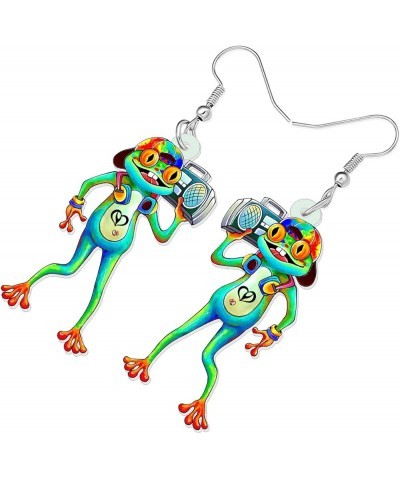 Acrylic Novelty Green Frog Earrings Dangle Funny Design Jewelry Cute Animals Gifts for Women Girls Charms Accessories Rock Fr...