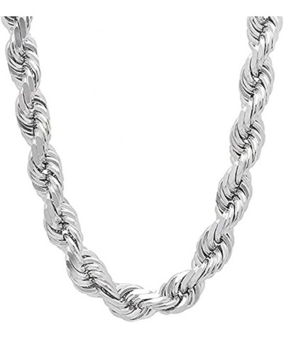 925 Sterling Silver 9MM Hollow Italian Rope Diamond Cut Twist Link Chain Necklace for Men & Women Comes with Gift Box- Made i...