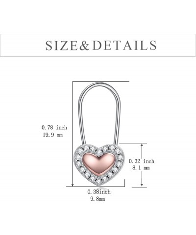 Heart Safety Pin Earrings Sterling Silver Hoop Earrings for Women Girls Drop Dangle Earring Gifts Pink $14.74 Earrings