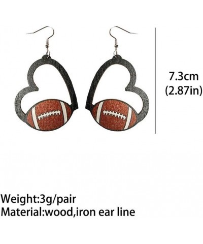 Wooden Sports Ball Earrings Geometric Heart Shaped Hollow Dangle Earrings Vintage Baseball Basketball Volleyball Football Dro...