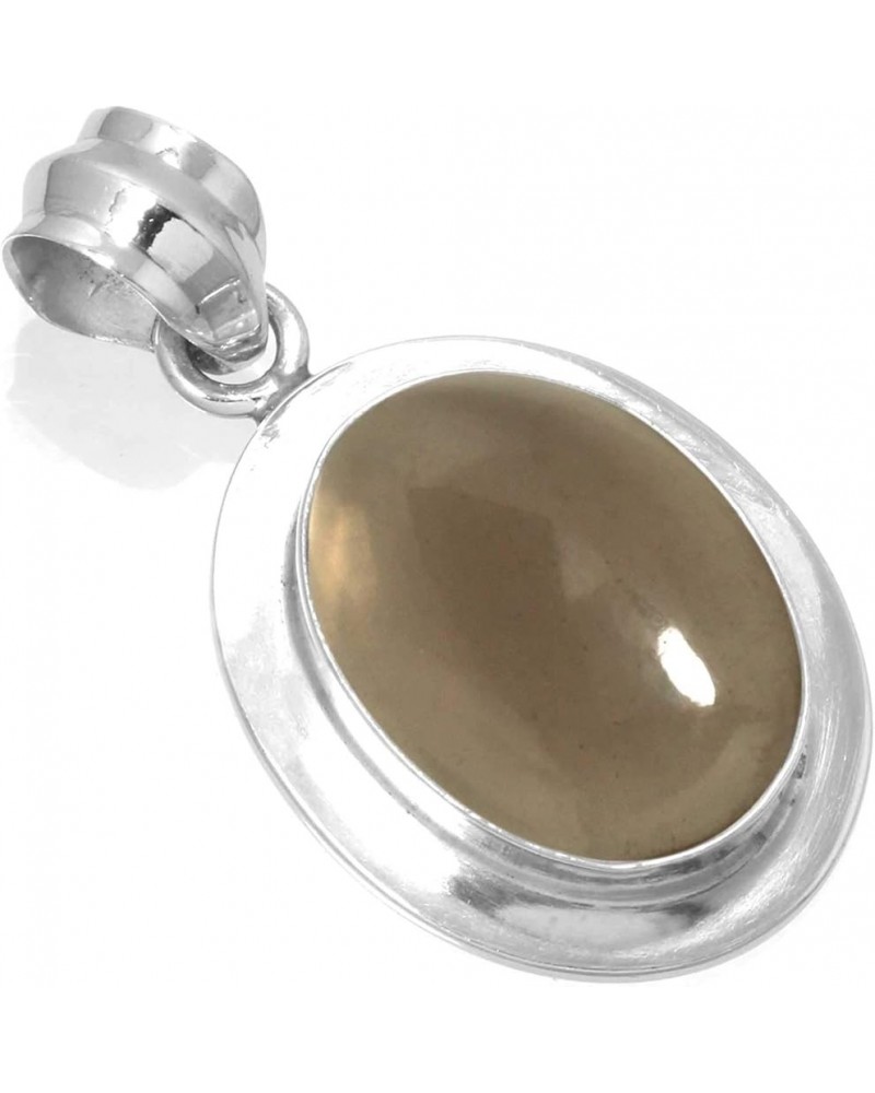 925 Sterling Silver Handmade Pendant for Women 12x16 Oval Gemstone Statement Jewelry for Gift (99534_P) Smoky Topaz $22.49 Pe...