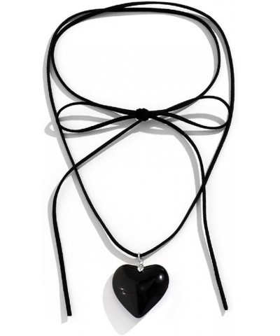 Trendy Puffy Heart Choker Necklace Big Heart Pendant Adjustable Velvet Chain Heart Necklaces Y2K Jewelry Accessories for Wome...