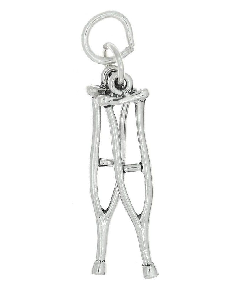 Sterling Silver Oxidized Double Sided Medical Crutches Charm $11.30 Bracelets