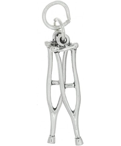 Sterling Silver Oxidized Double Sided Medical Crutches Charm $11.30 Bracelets