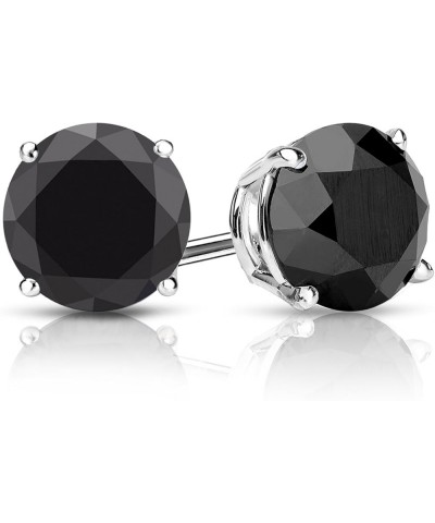 1/2 to 10 Carat Black Diamond Round Stud Earrings for Women in 14k Gold or Platinum 4-Prong Setting cttw Round Cut Natural Di...