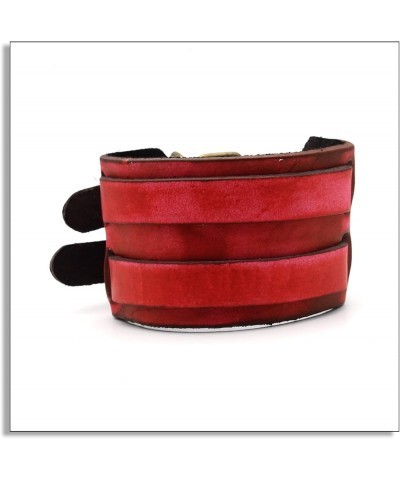 Punk Rock Belt Buckle Wristband Wide Leather Bracelet Arm Cuff Bracelet Red $7.98 Bracelets