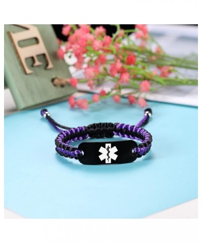 Medical Alert Bracelets for Women & Men | Custom Medical Bracelets for Women Free Engraving | Handmade Nylon Rope Braided Med...