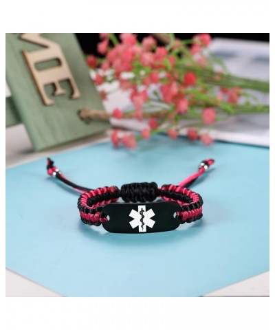 Medical Alert Bracelets for Women & Men | Custom Medical Bracelets for Women Free Engraving | Handmade Nylon Rope Braided Med...