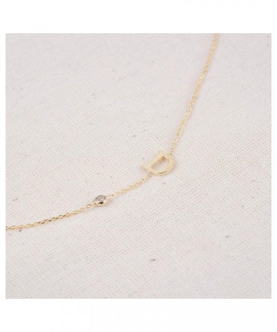 Personalized 925 Sterling Silver Sideways Initial Necklace with Simulated Birthstone Dainty Mini Alphabet Letter Name Pendant...