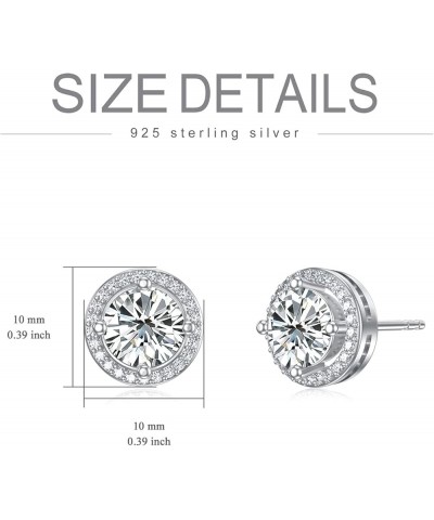 Moissanite Earrings 2ct D Color Brilliant Round Cut Halo Moissanite Simulated Diamond Stud Earrings for Women 18K White Gold ...