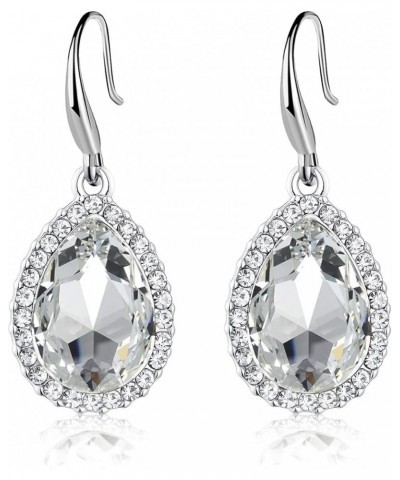 Austrian Crystal Teardrop Dangle Drop Earrings for Women Dangling 14K Gold Plated Hypoallergenic Jewelry White $9.20 Earrings