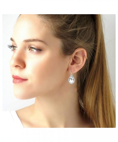 Austrian Crystal Teardrop Dangle Drop Earrings for Women Dangling 14K Gold Plated Hypoallergenic Jewelry White $9.20 Earrings