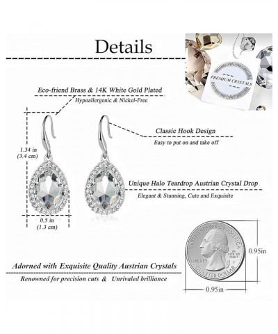 Austrian Crystal Teardrop Dangle Drop Earrings for Women Dangling 14K Gold Plated Hypoallergenic Jewelry White $9.20 Earrings