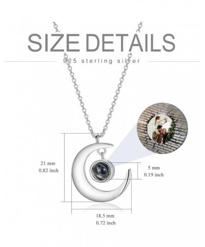 Sterling Silver Moon Necklace with I Love You in 100 Languages Projection/Personalize Photo Projection Pendant Jewelry Gifts ...