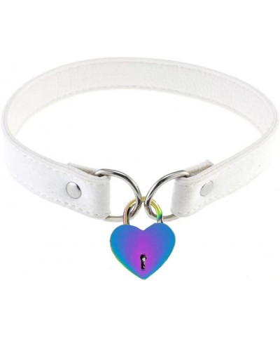 Love Heart Lock Collar Choker Necklace for Women Girl Punk Choker K-White Colorful Lock $11.00 Necklaces