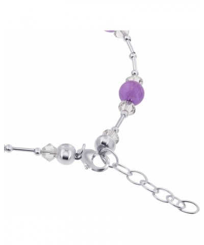 Purple Cats Eye and Clear AB Austrian Crystal 9 to 10.5 Inch Long Adjustable 925 Sterling Silver Anklet for Women $16.42 Anklets