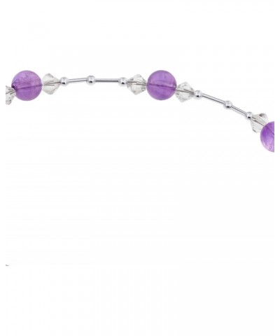 Purple Cats Eye and Clear AB Austrian Crystal 9 to 10.5 Inch Long Adjustable 925 Sterling Silver Anklet for Women $16.42 Anklets