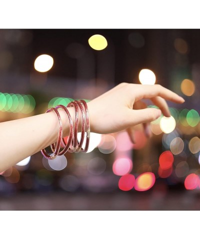 Glitter Jelly Bangles Bracelets Set for Women Glitter Filled Jelly Silicone Bracelets for Girls Deep Red $8.50 Bracelets