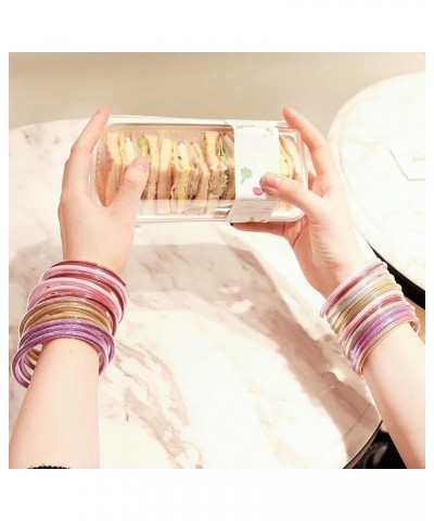 Glitter Jelly Bangles Bracelets Set for Women Glitter Filled Jelly Silicone Bracelets for Girls Deep Red $8.50 Bracelets