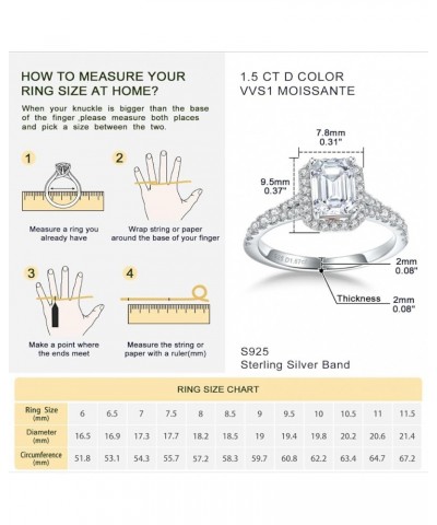 Moissanite Rings for Women 925 Sterling Silver Created Diamond Wedding Ring D Color VVS1 Heart/Pear/Cushion/Round Cut Moissan...