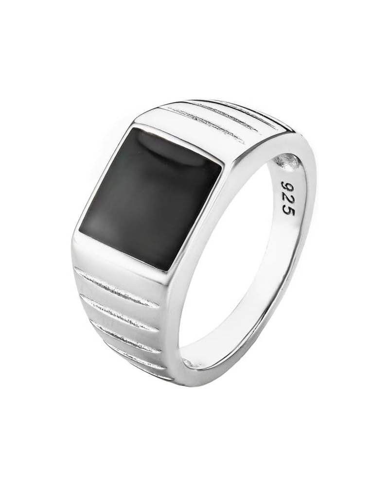 18K Gold Sterling Silver Unisex Bold Statement Signet Ring 11 02-Black Signet Silver $14.45 Rings